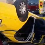 Τροχαίο με τραυματίες στη Δραπετσώνα- Αναποδογύρισαν ΙΧ και ταξί και προκλήθηκε φωτιά